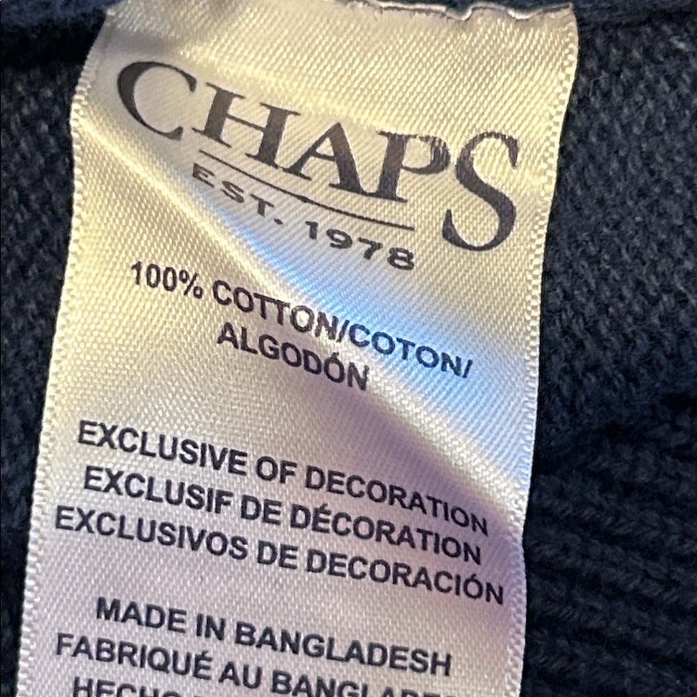NEW Chaps Dark Blue Sweater with American Flag Design - Picture 6 of 9